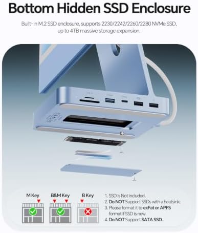 11-in-1 USB C Hub for iMac 24" 2021-2024 with M.2 NVMe 4TB SSD Enclosure - Image 6