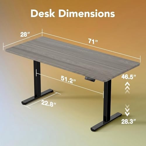 HUANUO 71x30 Inch Electric Standing Desk, Height Adjustable, Walnut - Image 2