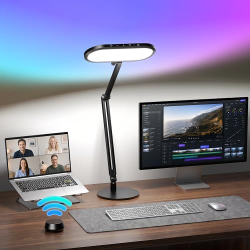 LitONES EaseGlowXP Dual‑Zone Desk Lamps Home Office, RGB Backlit, Remote by LitONES