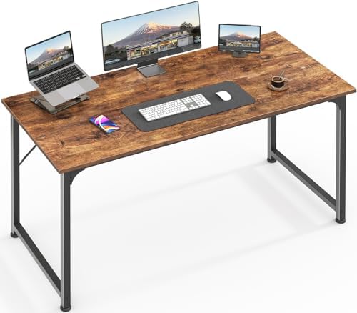 Huuger Computer Desk, 48 Inch Office Desk, Gaming Desk with Storage, Writing Desk Work Desk for Home Office, Study, Modern Simple Desk, Large Legroom, Metal Frame, Rustic Brown by Huuger