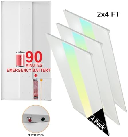 2x4 LED Troffer Light with Emergency Backup Battery, ETL 4PK - Image 2