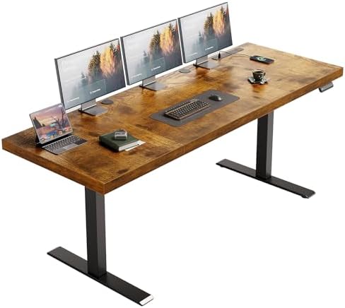 OffiGo 71" Executive Electric Standing Desk Height Adjustable, Rustic Brown by OfficeGo-ForHomeOfficeWork