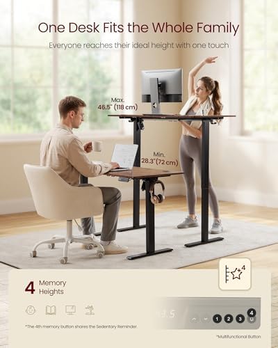 VASAGLE Electric Standing Desk, Height Adjustable, 55.1 x 27.6 Inches - Image 5