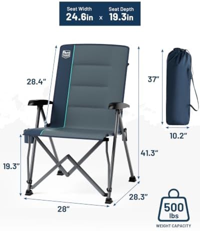 TIMBER RIDGE Recliner Camping Chair 500lbs Heavy Duty Folding Chair - Image 2
