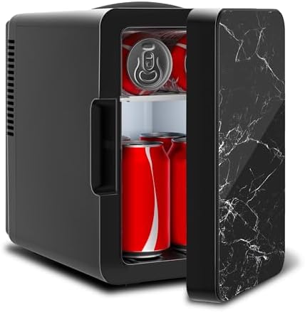 OTIC 4L Mini Fridge, Portable Refrigerator for Bedroom, Car, Marble Black by OTIC