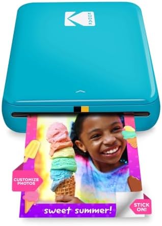 KODAK Step Instant Photo Printer, Zink 2x3” Color Sticky-Back Photos, Bluetooth Compatible with iOS & Android Devices, Editing App, Blue (Renewed) by Amazon+Renewed