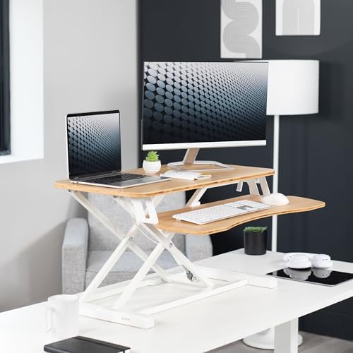 VIVO Real Bamboo 32 inch Standing Desk Converter, DESK-V000KO - Image 2