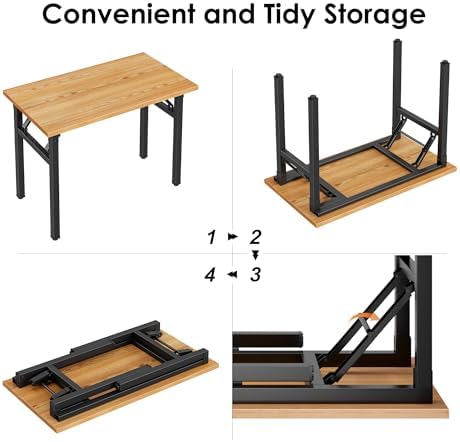 Need Office Computer Desk 35.8 Inch Sturdy Folding Laptop Table Teak - Image 5