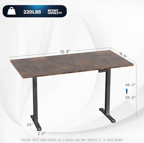 VIVO Electric 71 x 36 inch Rustic Standing Desk, Dual Motor Memory Controller Height Adjustment, E2B Series, Vintage Brown Top Gray Frame, DESK-KIT-E2G7N-36 - Image 3