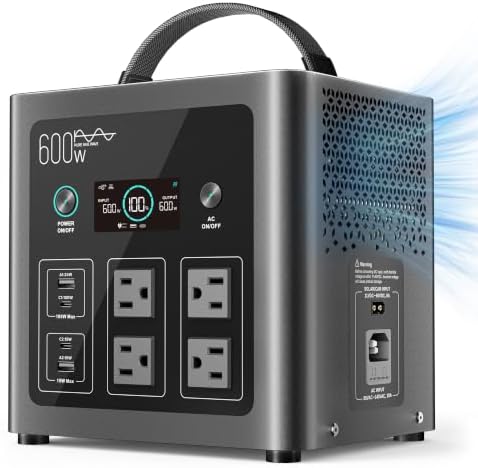 LIBRIDS Portable Power Station C600, 640Wh Solar Generator 600W 4 AC Output by LIBRIDS