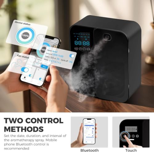 Waterless Scent Diffuser, WiFi Bluetooth App Controlled Fragrance Machine with LED Display, Timer, Adjustable Output for Home, Office, Hotel Lobby and Reception(Black) - Image 4