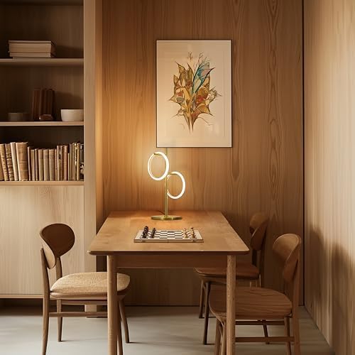 Brightech Saturn Table Lamp, Great Living Room Decor, Desk Tree Lamp for Offices, Contemporary Lamp for Living Rooms, Nightstand Lamp with 2 LED Lights for Bedroom Reading - Brass - Image 6