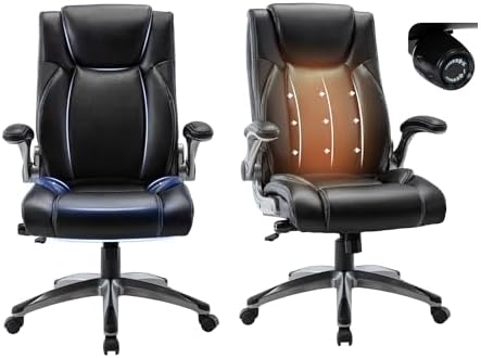 COLAMY Ergonomic Home Office Chair-Adjustable Lumbar Support for Extra Comfort, High Back Design with Padded Flip-up Arms for Adult Working, Study, Gaming (Black), 250lbs by COLAMYHOME