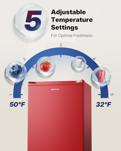 Upstreman 3.2 Cu.Ft Mini Fridge with Freezer, Red-BR321 - Image 3