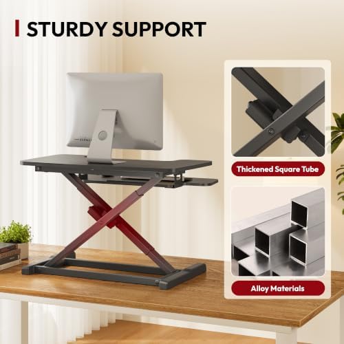 SANODESK 32" Electric Standing Desk Converter,Height Adjustable Riser for Office Home, Monitor and Laptop Workstation with Large Keyboard Tray, Black Color - Image 6