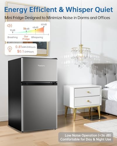 3.2 Cu Ft Mini Fridge with Freezer, Double Door Upright Freezer - Image 4