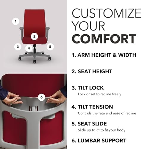HON Ignition 2.0 Ergonomic Office Chair, Lumbar Support, Bullseye - Image 3