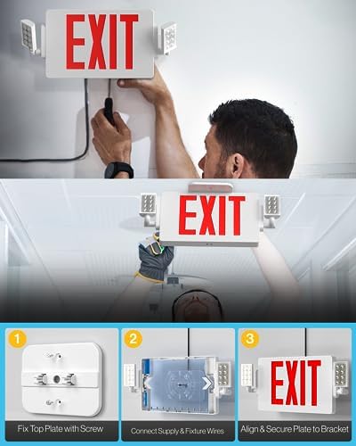 Sunco 2 Pack Red Exit Signs with LED Emergency Lights & Backup Battery - Image 6