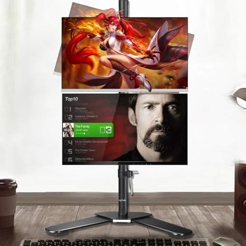 Suptek Dual LED LCD Monitor Stand up Free-Standing Desk Mount for 2 / Two Screens up to 32 inch Extra Tall 31.5 inch Pole Heavy Duty Fully Adjustable Stand Vertical Array (ML6802) - Image 6