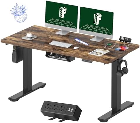 FLEXISPOT EN2 55"x28" Standing Desk with Power Strip Bundle by Unknown