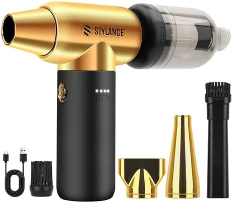 Compressed Air Duster,110000RPM Electric Air Duster, Mini Blower Jet Dry Blower for Computer, Keyboard, Car, Home, Outdoor Cleaning, Type-C (Gold) by STYLANCE