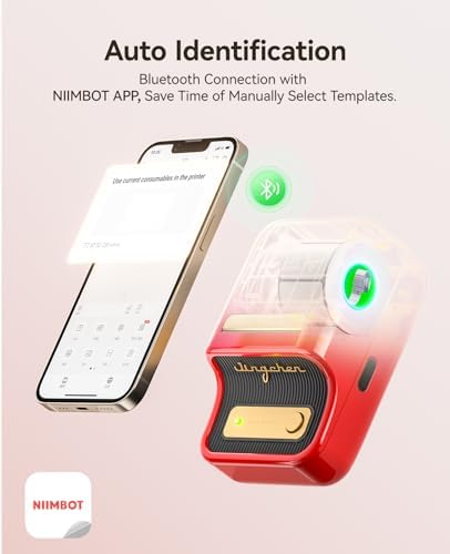 NIIMBOT B21 Label Maker, 2 Inch Bluetooth Thermal Label Printer, Red - Image 6