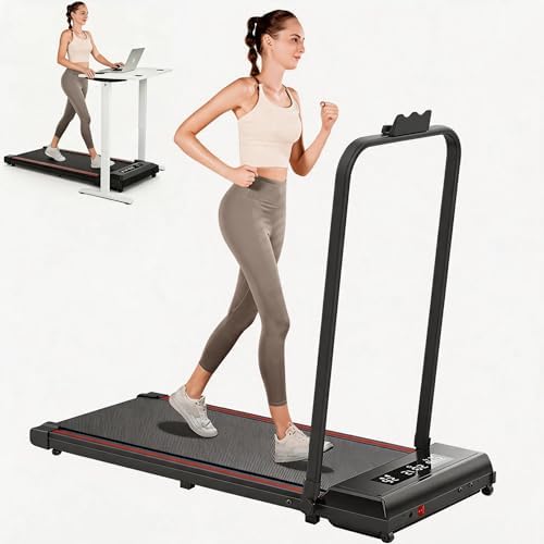 Under Desk Walking Pad with Removable Handle Bar for Home 2.0HP Treadmills for Home Small Space LED Display Electric Mini Portable Walking Pad 0.6-6.2MPH 330LBS Capacity Compact Walking Pad by Unknown