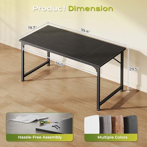 PRAISUN 40 Inch Computer Desk, Office Desk, Spacious Desktop, Black - Image 3