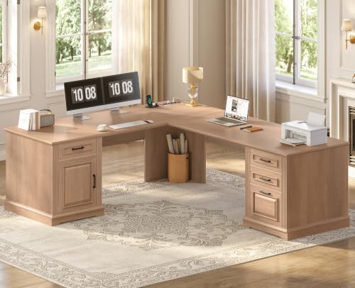 SEDETA 69" Executive L Shaped Computer Desk with 4 Drawers, Storage by SEDETA