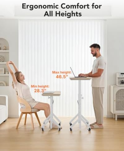 ErGear Small Standing Desk Adjustable Height, 6 Height Settings Up to 46.5″, Walking Pad Desk with Triangular Leg Design, Smooth Mobility with Lockable Wheels, Standing Desk for Walking Pad - Image 2