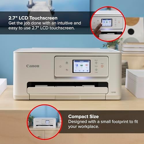Canon PIXMA TS7720 Wireless All-in-One Color Inkjet Printer – Print, Copy, Scan – Auto Duplex, 15/10 PPM, 2.7” Touchscreen, Compact Home Photo Printer with Easy Setup - Image 2