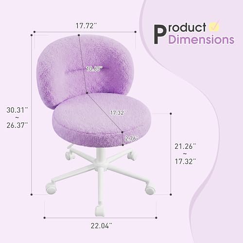 Homkdom Round Vanity Chair with Silent Wheels, 17.32" Wide Seat - Image 2