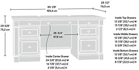 Sauder Palladia Office Desk with Drawers, Executive Desk with File Cabinet Storage, Cable Management, Keyboard Tray, in Select Cherry Finish - Image 3