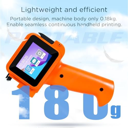 Handheld Inkjet Printer with 42ml Quick-Drying Ink Cartridge, 0.5 Inch Nozzle Ink Jet Coding Machine for EXP Date/Batch Number/QR Code/Barcode/Logo/Text (ZM-C12mini) (Orange) - Image 3