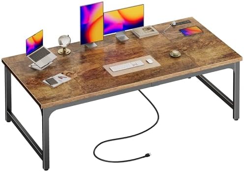 Huuger 63 x 31.5 inch Desk with Power Outlets & 0.95 Inch Thicker Desktop by Huuger