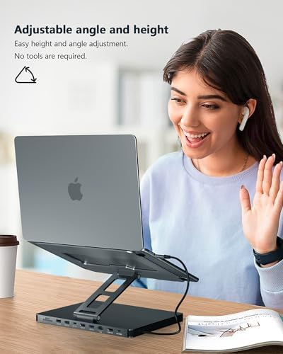 USB C Hub Stand for MacBook Pro, 10 in 1 Adapter for MacBook Air Docking Station with 4K 60Hz HDMI, RJ45 Gigabit Ethernet, SD/TF Card Reader, 4 USB 3.0 for iPad/Dell HP/Surface/Lenovo Laptop Dock - Image 7