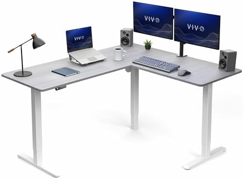 VIVO Dark Gray 63 x 55 in Corner Standing Desk, DESK-E3CTWG by VIVO