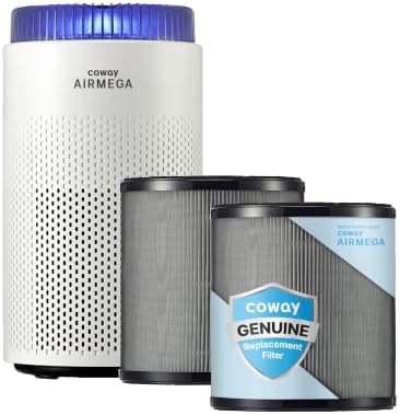 COWAY Airmega 50 Air Purifier Bundle with 16-Month Filter Supply (1 Pre-installed + 1 Extra), True HEPA for Smoke, Allergies, Particle Sensor, Auto Mode, ENERGY STAR, 2yr Warranty, White by Coway