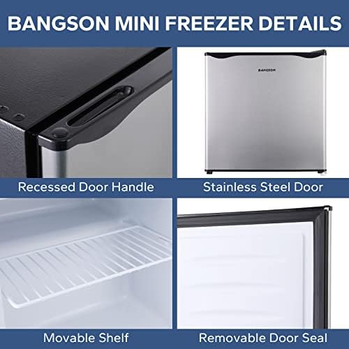 BANGSON 1.1 Cu.ft Upright Mini Freezer for Dorms Apartment, Silver - Image 3