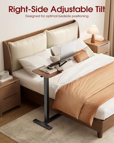 Sakugi Overbed Bedside Table with Wheels, Right-Side Tilt Top, 29.1"–39" H - Image 6