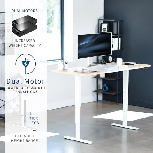 VIVO White/Light Wood 71 x 30 in Standing Desk, DESK-KIT-2W7WC - Image 4