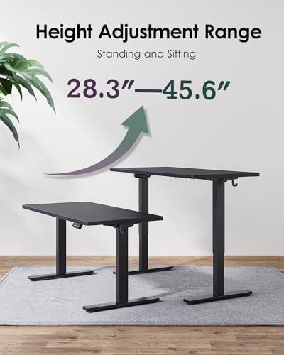 TIQLAB Standing Desk 47 x 24 inch, Electric Height Adjustable Desk with Splice Board, Stand Up Desk, Sit Stand Computer Desk for Home Office, Black Frame/Black Top - Image 4