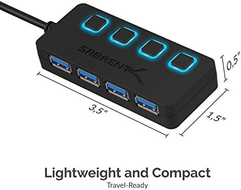 SABRENT 4-Port USB 3.0 Hub with Individual Power Switches (HB-UM43) - Image 6