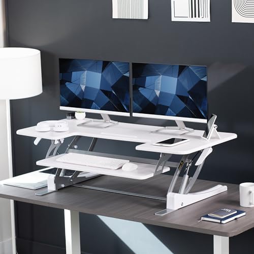 VIVO White 48 in Standing Desk Converter, DESK-V048VW - Image 2