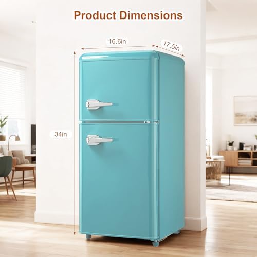 Retro Mini Fridge with Freezer 4.0 Cu. Ft, Small Refrigerator Dual Door - Image 2