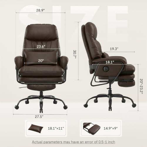 FLEXISPOT Multi-Task Ergonomic Office Chair with Footrest, Brown, HC4 - Image 2