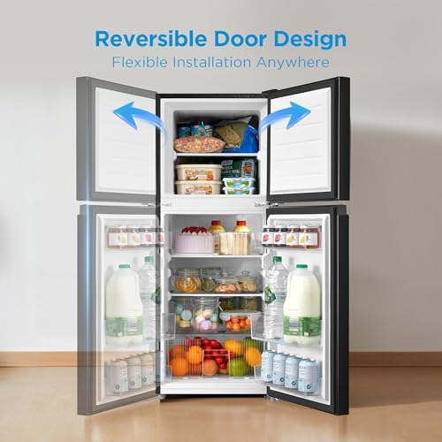 Midea MERM45S3ABB 4.5 Cu.ft Mini Fridge with Freezer,with Internal Light, Adjustable Thermostat, Reversible Door, Low Noise for Dorm, Office, Bedroom Black - Image 6
