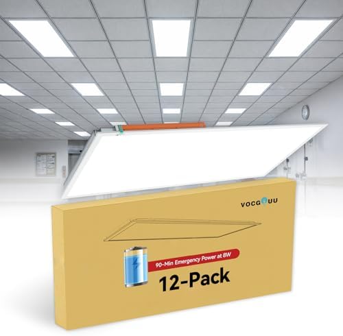 12 Pack 2x4 LED Flat Panel Light with Emergency Battery Backup by VocgoUULighting
