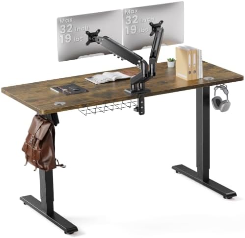SIAGO 55 x 24 Inch Electric Standing Desk with Dual Monitor Stand by SIAGO