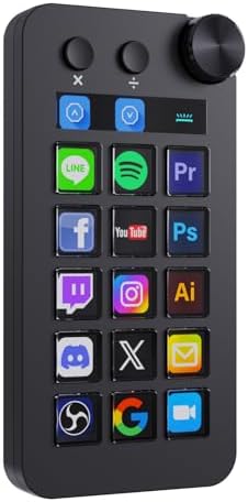 TreasLin VSDinside Stream Controller Deck with 18 Customizable Macro Keys to Trigger Actions in OBS Twitch YouTube for Content Creators Stream Dock Compatible with PC & Mac N1 Black Macro Keypad by TreasLin